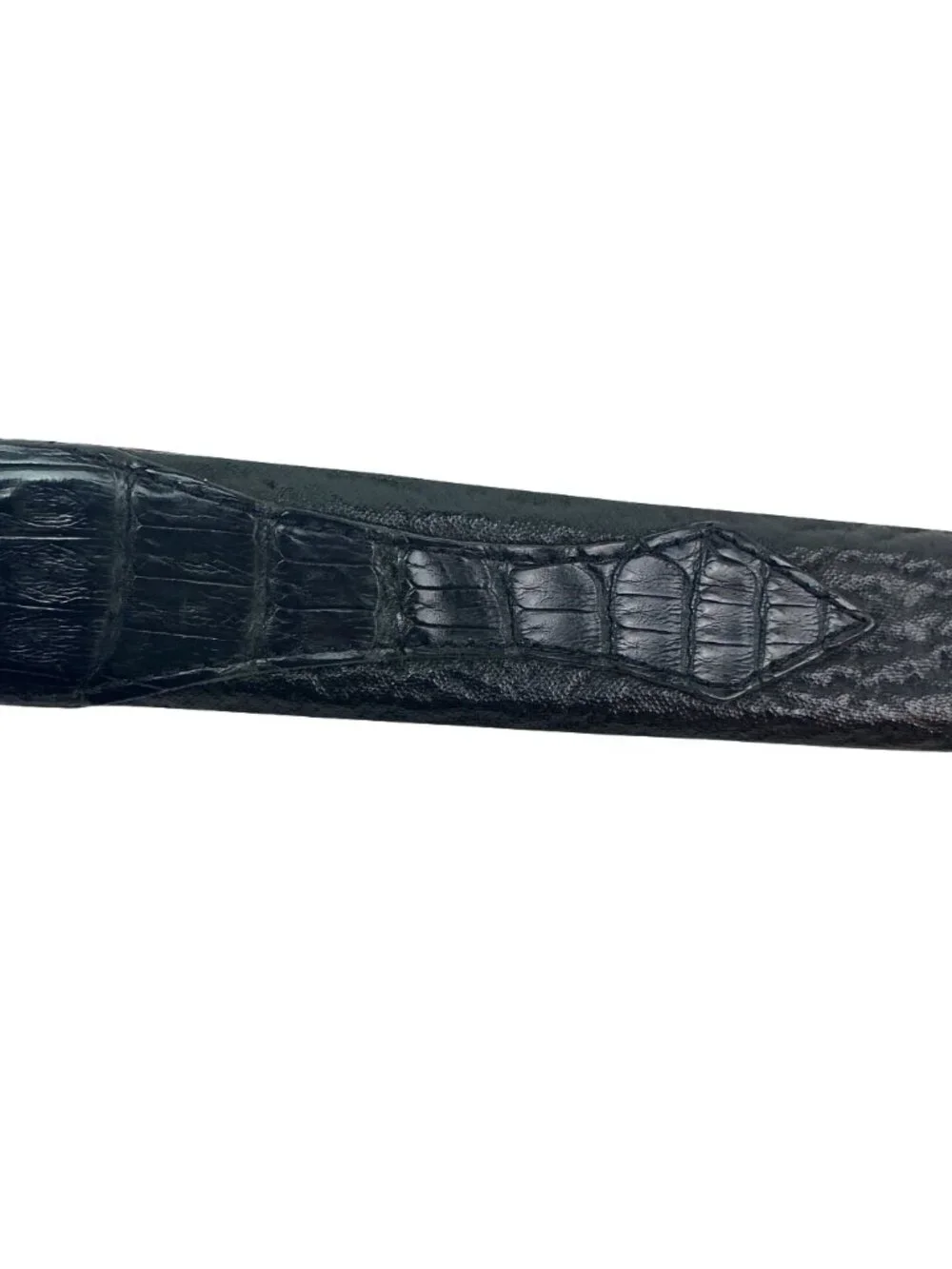 Vintage Crescent “Trapper” T103 Western Croc-Embossed Leather Belt Silver-Tone B